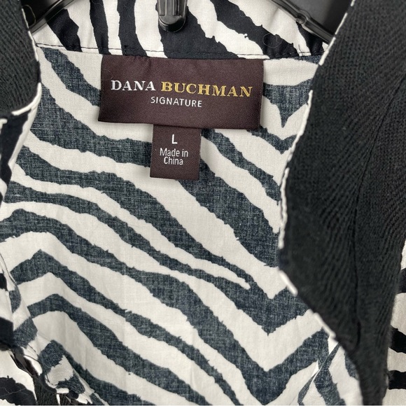 Dana Buchman Signature Zebra Print Tunic Blouse with Stone Details Size Large L - Picture 7 of 9